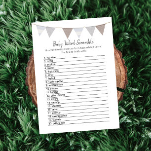 Baby Word Scramble Modern Baby Elephant Card