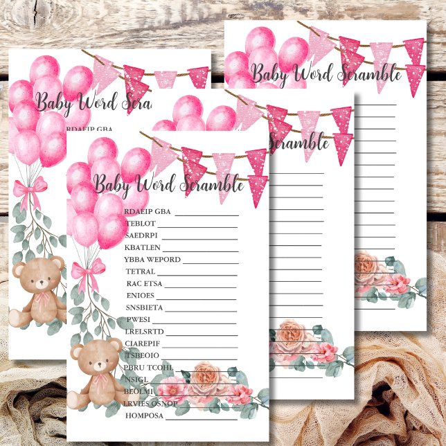 Baby Word Scramble Sweet Girl Balloon Eucalyptus (Creator Uploaded)