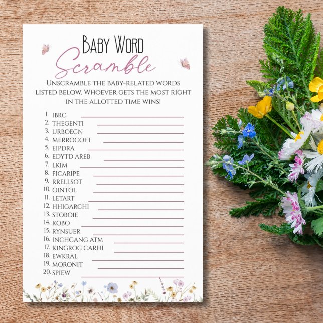 Baby Word Scramble Watercolor Wildfloral Flyer (Creator Uploaded)