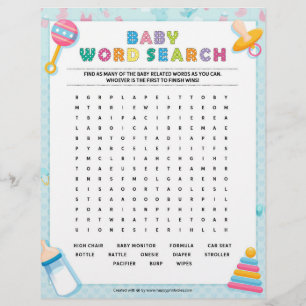 Baby Word Search [Baby Basics Blue] Custom Letterhead