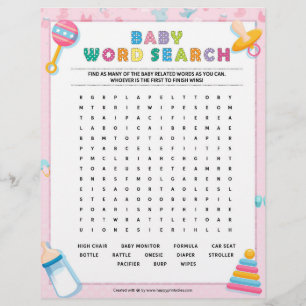 Baby Word Search [Baby Basics Pink] Custom Letterhead