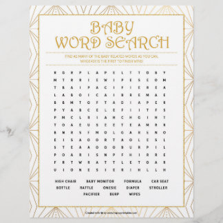 Baby Word Search [Golden Lines] Custom Letterhead