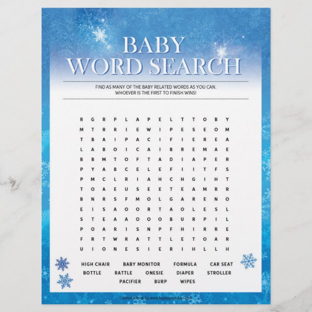 Baby Word Search [Snowy Blue] Custom Letterhead (Front)