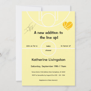 Baby Yellow Basketball Baby Shower Invitation
