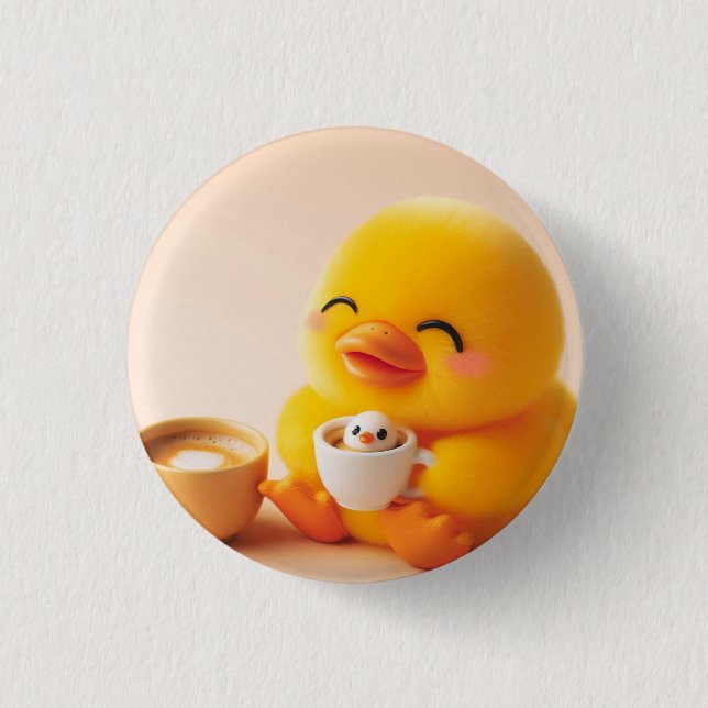 baby yellow duck 3 cm round badge (Front)