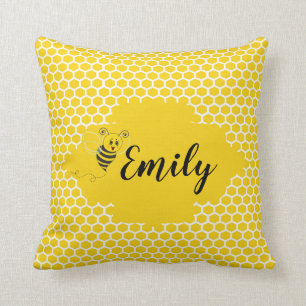 Baby Yellow White Bumble Bee Honeycomb Honey Cushion