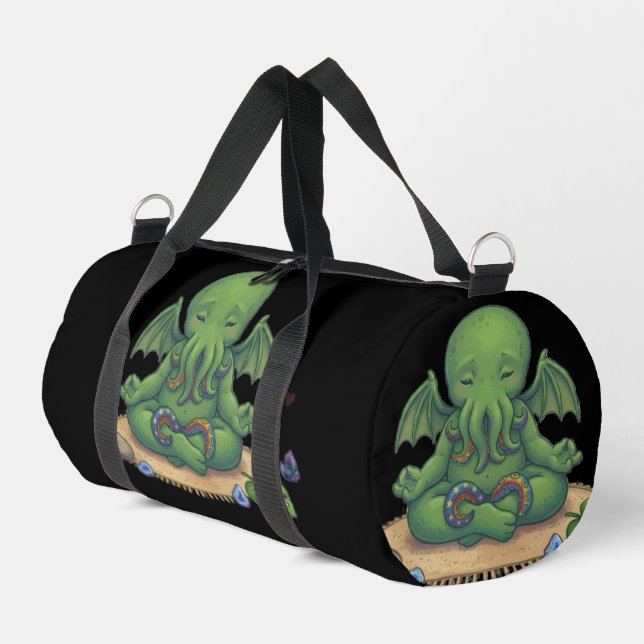 Baby Yoga Cthulhu Duffle Bag (Left Corner)