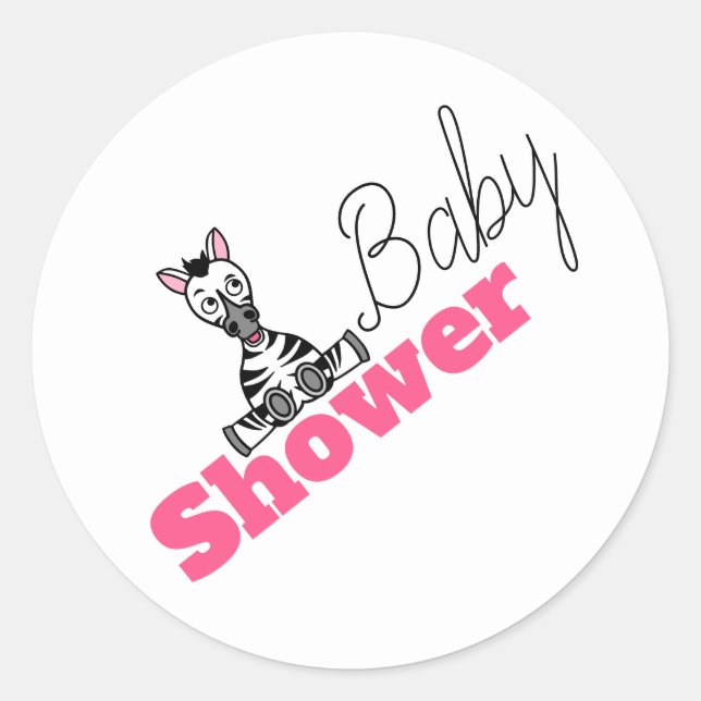 Baby Zebra, Baby Shower Classic Round Sticker (Front)