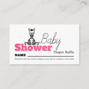 Baby Zebra, Baby Shower Diaper Raffle Enclosure Card