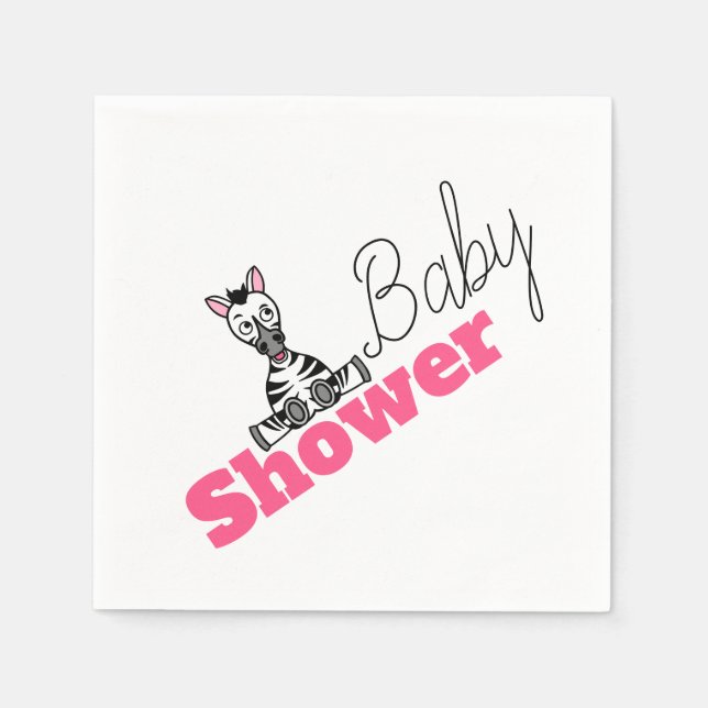 Baby Zebra, Baby Shower Napkin (Front)