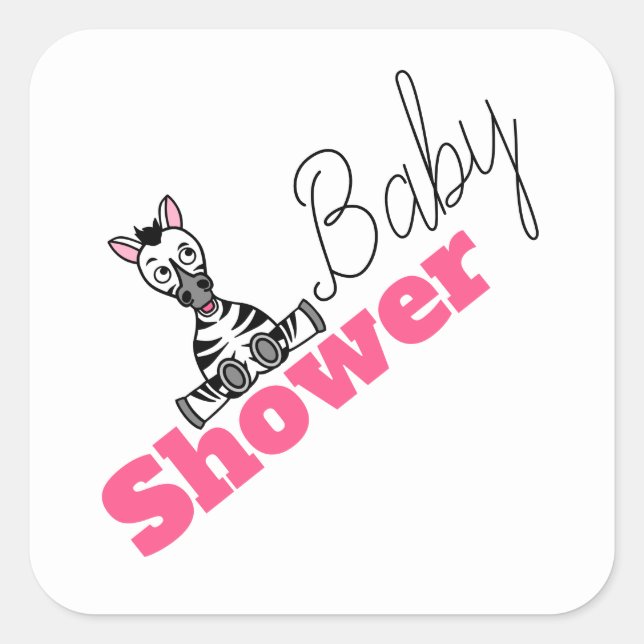 Baby Zebra, Baby Shower Square Sticker (Front)