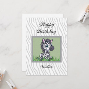 Baby Zebra birthday card for child