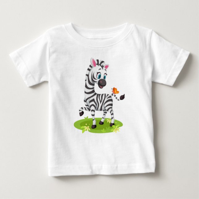 Baby Zebra Drawing Playing with Butterfly-23960 Baby T-Shirt (Front)