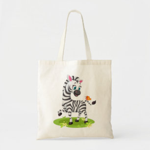 Baby Zebra Drawing Playing with Butterfly-23960 Tote Bag