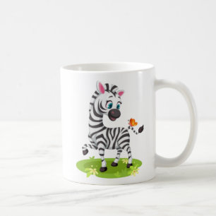 Baby Zebra Drawing Playing with Butterfly Coffee Mug
