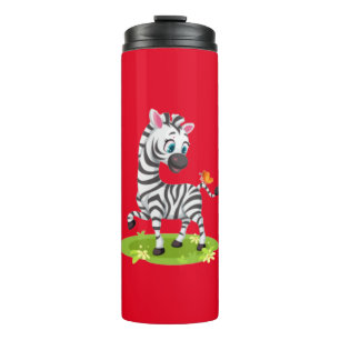 Baby Zebra Drawing Playing with Butterfly Thermal Tumbler