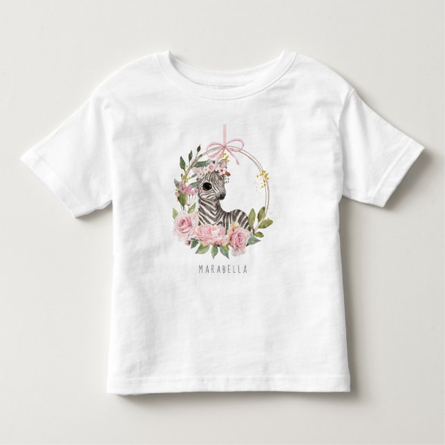 *~* Baby Zebra Floral Swing Jungle Girl Toddler Toddler T-Shirt (Front)