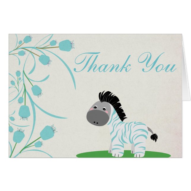 Baby Zebra Folded Thank You Card (Front Horizontal)