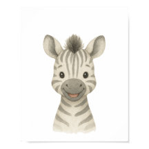 Baby Zebra Gender Neutral Safari Nursery Poster 