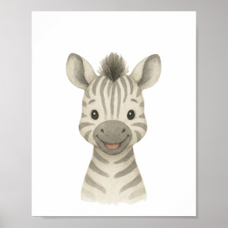 Baby Zebra Gender Neutral Safari Nursery Poster 