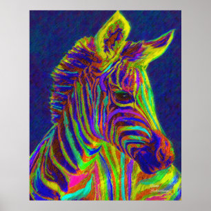 baby zebra in crayon colors poster