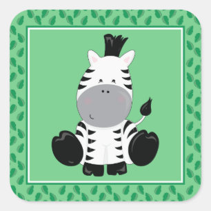 Baby Zebra   Safari Animals Party Square Sticker