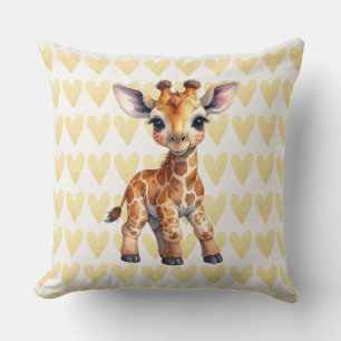Baby Zebra with gold heart background Cushion