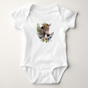 Baby Zebra with Wreath of Flowers Bodysuit