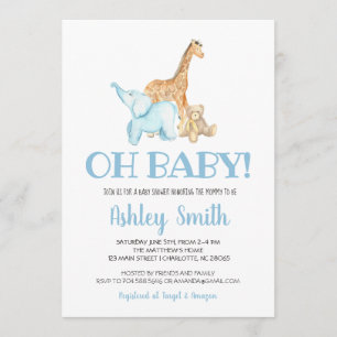 Baby zoo animal baby shower invitation