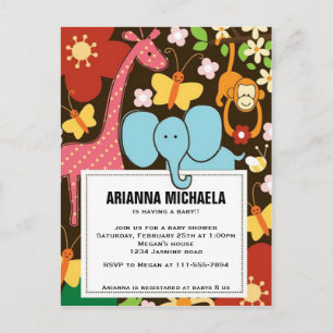 Baby Zoo Animals Baby Shower Invitation Postcard