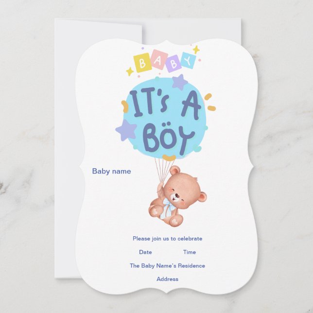 Babybear First Birthday Invitation (Front)