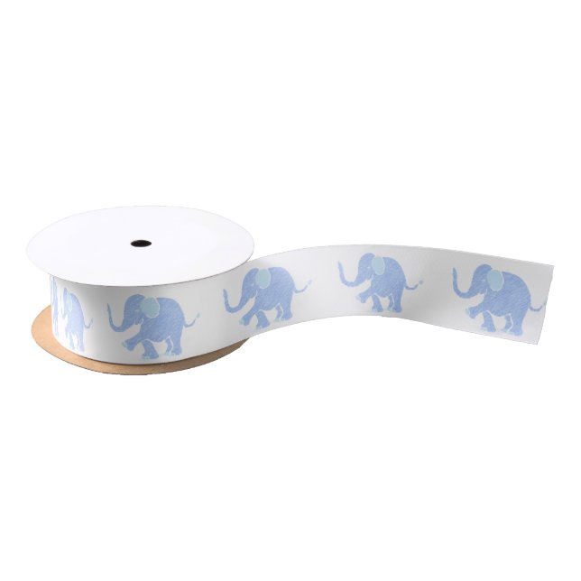 Babyblue Cute Little Elephant Satin Ribbon (Spool)