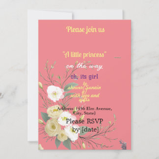 BABYgirl SHOWER pink  FLORAL ART Invitation