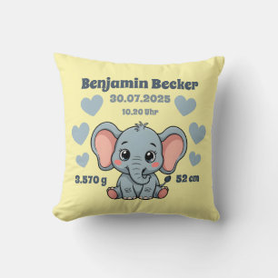 Babykissen zur Geburt - Elefant - personalisierbar Cushion