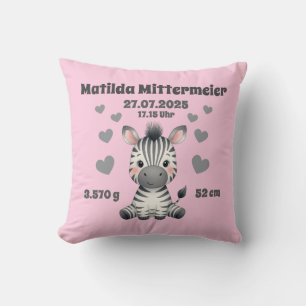 Babykissen zur Geburt - Zebra - personalisierbar - Cushion