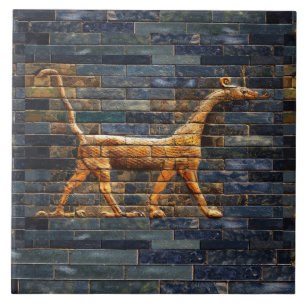 BABYLONIAN SNAKE DRAGONS Antique Assyrian Art Ceramic Tile