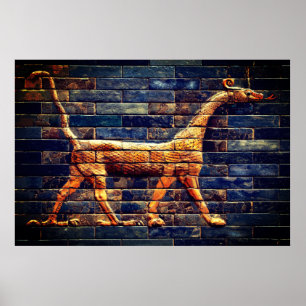 BABYLONIAN SNAKE DRAGONS Antique Assyrian Art Poster