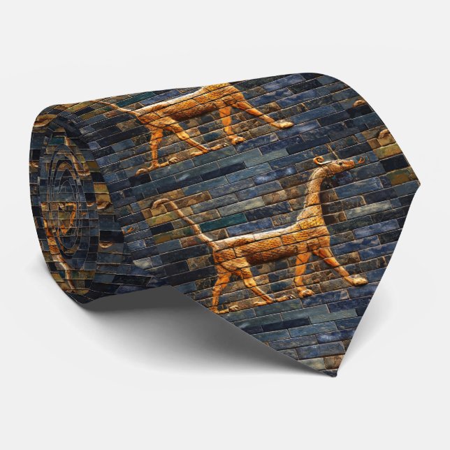 BABYLONIAN SNAKE DRAGONS Antique Assyrian Art Tie (Rolled)