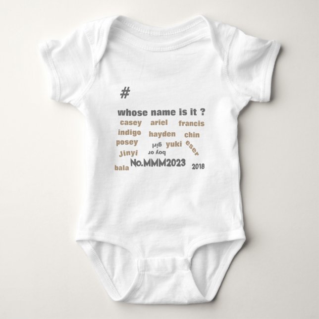 BabyOne Piece Bodysuit with *Unisex Names on front (Front)