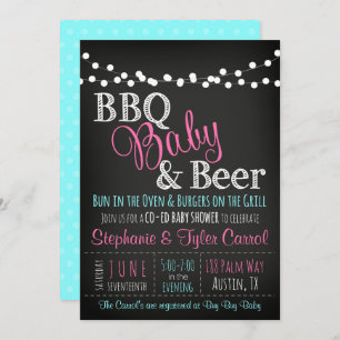 BabyQ Baby Shower BBQ baby and beer Invitation