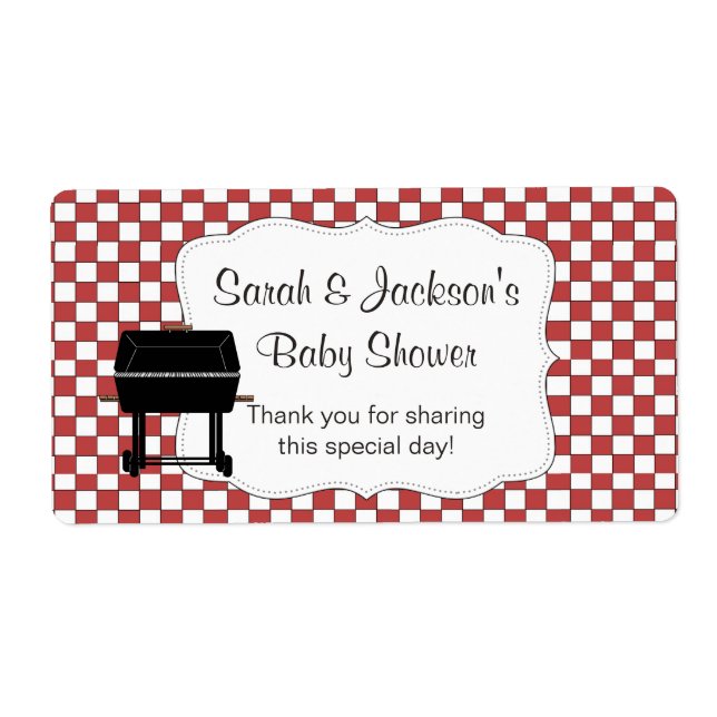 BaByQ baby shower bbq gas grill favour label (Front)