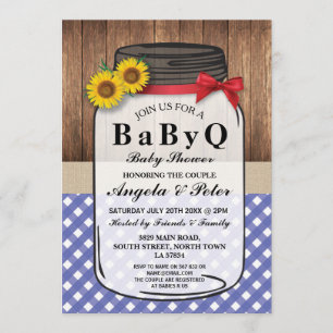 BABYQ Baby Shower BBQ Party Couples Jar  Invite