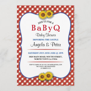 BABYQ Baby Shower BBQ Party Couples Red Invite