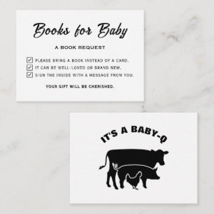 BabyQ Barbecue BBQ Baby Shower Please Bring A Book Enclosure Card