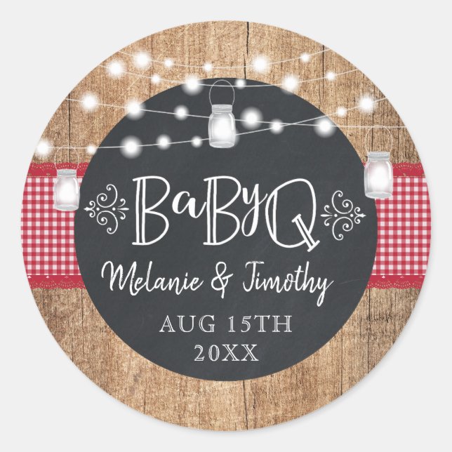 BabyQ BBQ Baby Shower  Classic Round Sticker (Front)