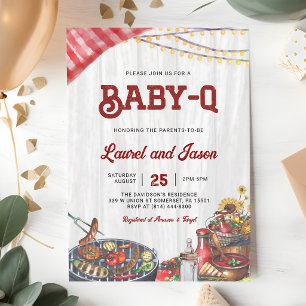 BabyQ BBQ Rustic Couples Coed Baby Shower Invitation