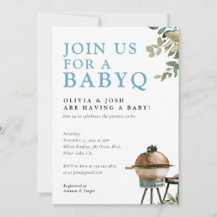 BabyQ Boy Baby Shower BBQ Invitation