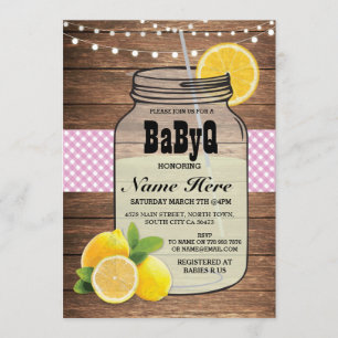 BaByQ Gender Reveal Baby Shower Pink Check Invite