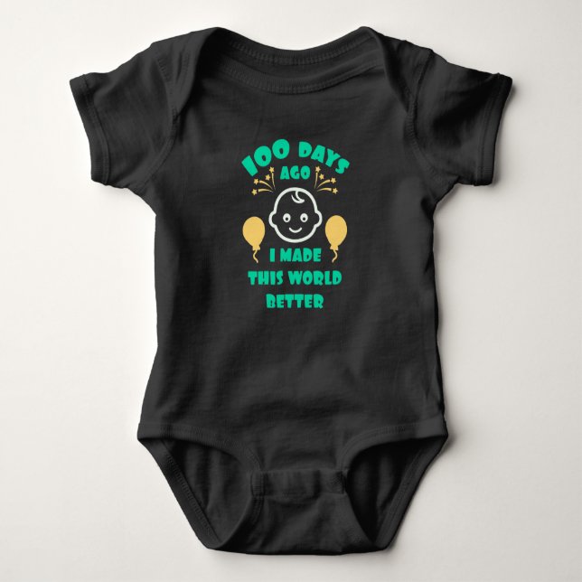 Baby's 100 Days Celebration |100th Day Baby Shower Baby Bodysuit (Front)