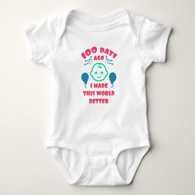 Baby's 100 Days Celebration |100th Day Baby Shower Baby Bodysuit (Front)